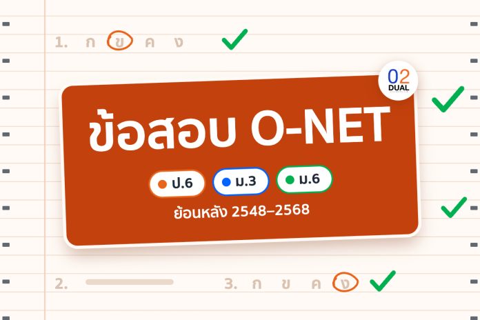 ข้อสอบ O-NET ย้อนหลัง ป.6 ม.3 ม.6