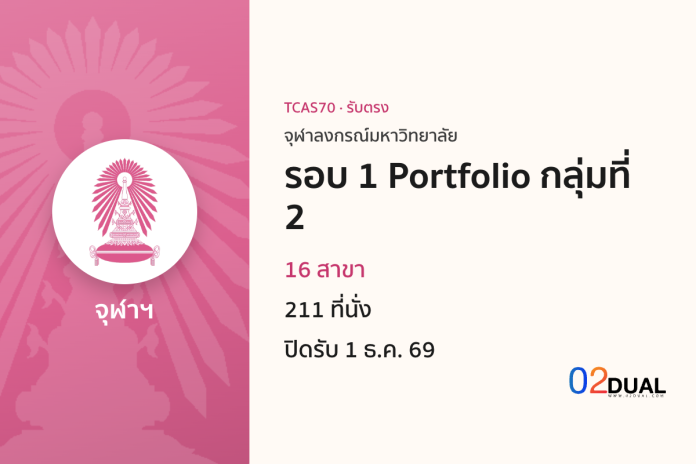 การรับเข้าศึกษา จุฬาลงกรณ์มหาวิทยาลัย รอบ 1 Portfolio กลุ่มที่ 2 TCAS70