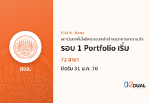 การรับเข้าศึกษา สถาบันเทคโนโลยีพระจอมเกล้าเจ้าคุณทหารลาดกระบัง รอบ 1 Portfolio เริ่ม TCAS70