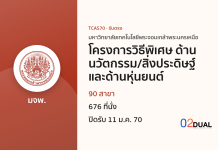 การรับเข้าศึกษา มหาวิทยาลัยเทคโนโลยีพระจอมเกล้าพระนครเหนือ โครงการวิธีพิเศษ ด้านนวัตกรรม/สิ่งประดิษฐ์ และด้านหุ่นยนต์ TCAS70
