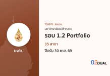 การรับเข้าศึกษา มหาวิทยาลัยแม่ฟ้าหลวง รอบ 1.2 Portfolio TCAS70 การรับเข้าศึกษา มหาวิทยาลัยแม่ฟ้าหลวง รอบ 1.2 Portfolio TCAS70