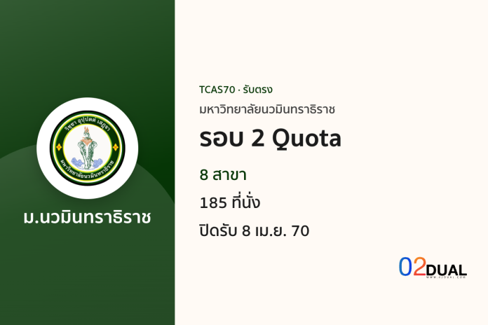 การรับเข้าศึกษา มหาวิทยาลัยนวมินทราธิราช รอบ 2 Quota TCAS70