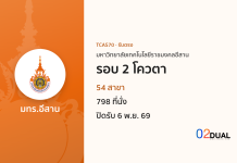 การรับเข้าศึกษา มหาวิทยาลัยเทคโนโลยีราชมงคลอีสาน รอบ 2 โควตา TCAS70