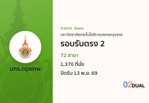 การรับเข้าศึกษา มหาวิทยาลัยเทคโนโลยีราชมงคลกรุงเทพ รอบรับตรง 2 TCAS70