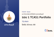 การรับเข้าศึกษา มหาวิทยาลัยเทคโนโลยีราชมงคลธัญบุรี รอบ 1 TCAS1 Portfolio TCAS70
