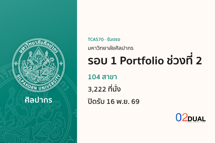 การรับเข้าศึกษา มหาวิทยาลัยศิลปากร รอบ 1 Portfolio ช่วงที่ 2 TCAS70