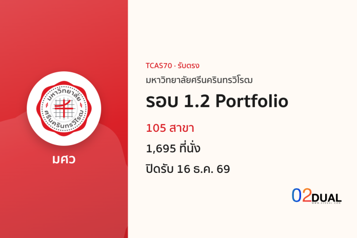 การรับเข้าศึกษา มหาวิทยาลัยศรีนครินทรวิโรฒ รอบ 1.2 Portfolio TCAS70